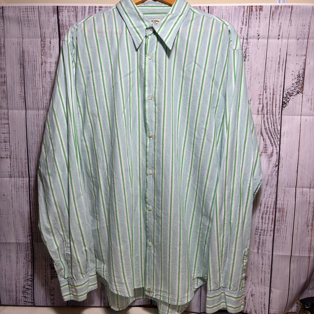 Vintage Ralph Lauren Polo Jeans Co Authentic Dry Goods Green Stripe Shirt XL